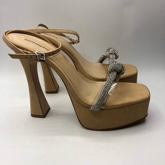 Schutz Women's Peaky Embellished Platform Heels Beige Size 9.5 B - Picture 3 of 11